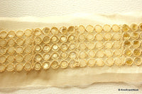 Thumbnail for Copper Crystal And White Pearl Beads Gold Lace Trim, Approx. 60mm Wide