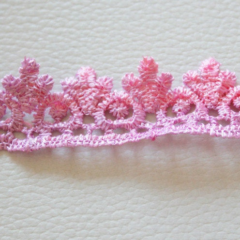 Pink and Lilac Purple Embroidery Cotton Lace Trim, Approx. 20mm Wide