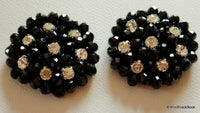 Thumbnail for Black Round Shaped Applique, Black Rondelle Beads Applique, Rhinestone Applique - 030315A213