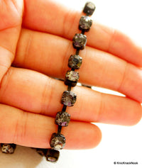 Thumbnail for Ash Grey Faux Swarovski Crystal Trim Ribbon One Yard Trim, 8 mm Wide, Decorative Craft Trim