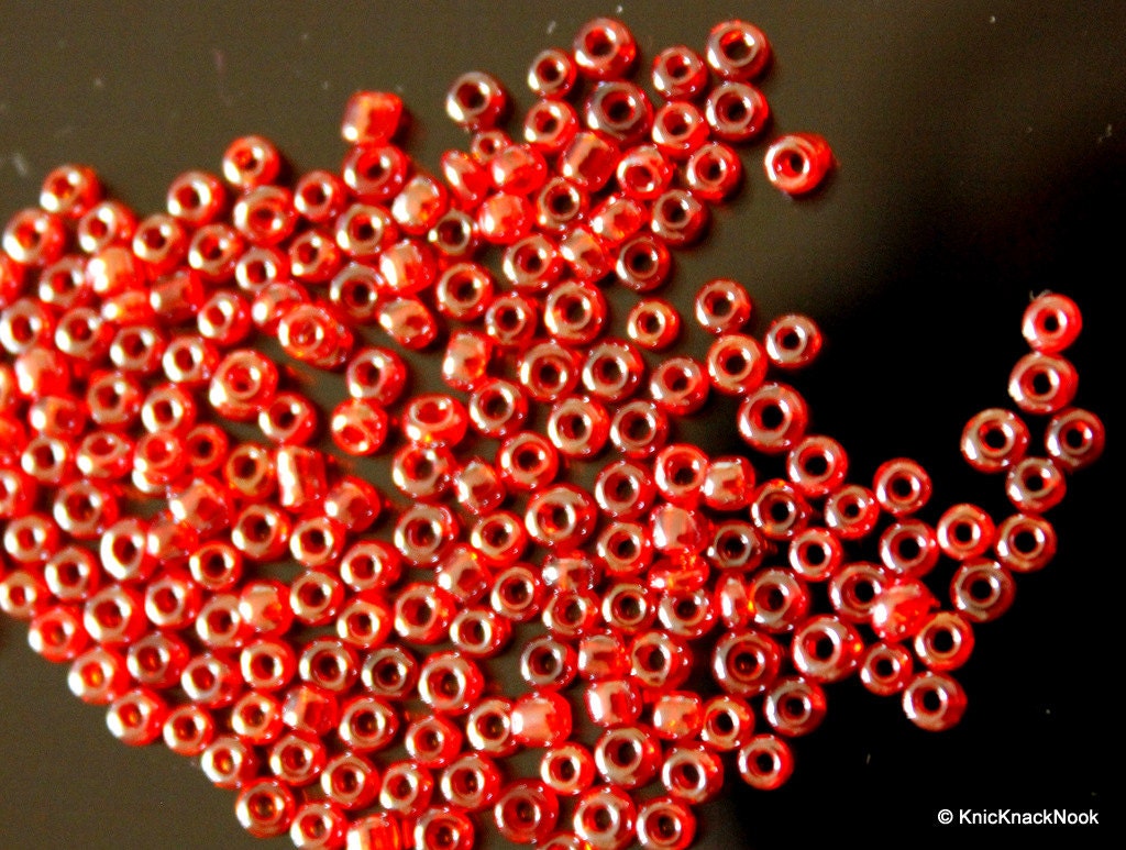 Light Red Round Seed Beads, 11g Bag Glass Beads, Approx. 3 mm