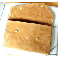 Thumbnail for Brown Bag With Purple, Pink And Yellow Flowers Design, Wedding & Party Clutch and Bags, Faux Leather Bag