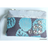 Thumbnail for Wedding Party Clutch, Green, Grey And Silver Fabric Purse, Sequins Purse