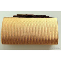 Thumbnail for Wedding Party Clutch, Hard Body Purse, Brown And Copper Bronze Fabric Purse