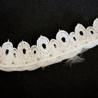Thumbnail for White Rose With Pearl Flower And Crochet Leaves Lace Trim, Approx. 30mm Wide