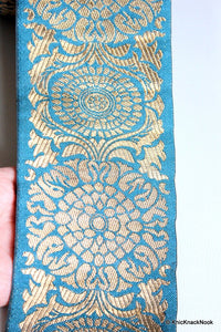 Thumbnail for Green Fabric Trim With Gold Embroidery, Approx. 10.2 cm Wide