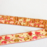 Thumbnail for Beige, Brown And Pink Embroidery Lace Trim, Approx. 28mm Wide