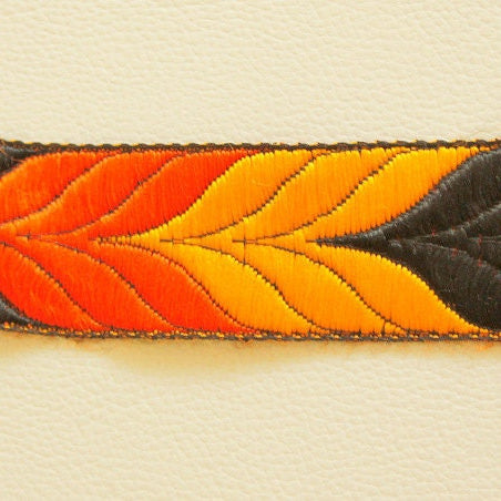 Yellow, Orange And Black Faux Silk Thread Lace Trim, 20mm wide