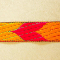 Thumbnail for Jacquard Weave Trimming, Yellow, Green And Fuchsia Pink Thread Embroidered Lace Trim
