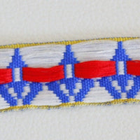 Thumbnail for Trim By 4 Yards Jacquard Trimming Blue, White And Red Embroidery Fabric Lace Trim, Approx. 22mm Wide