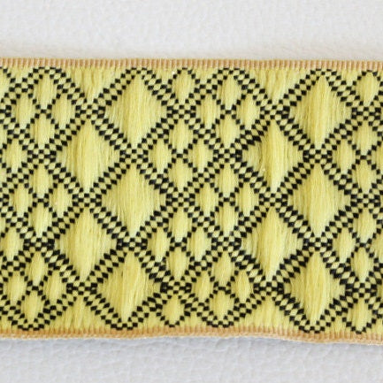 Yellow And Black Embroidered Trim, Approx. 45mm Wide