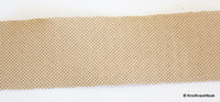 Thumbnail for Beige Faux Leather Trim Lace With Gold Polka Dots, Approx 53 mm Wide