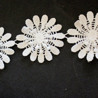 Thumbnail for White Embroidery Cotton Floral Lace Trim, Approx. 75mm Wide