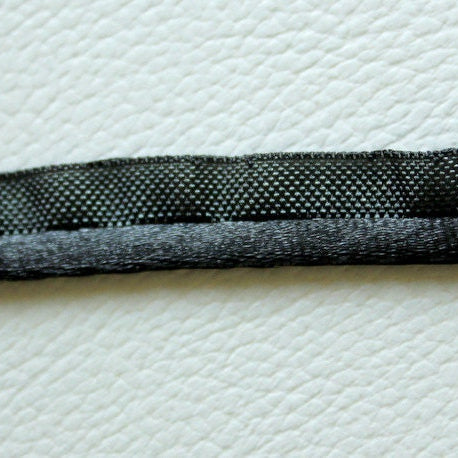 Black Lace Trim With Shining Black Piping, Approx. 11 mm wide