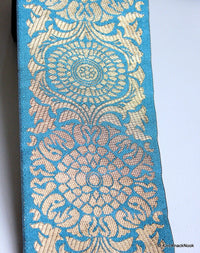 Thumbnail for Green Fabric Trim With Gold Embroidery, Approx. 10.2 cm Wide
