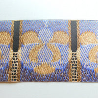 Thumbnail for Fabric Trim With Blue, Bronze, Silver And Black Floral Embroidery