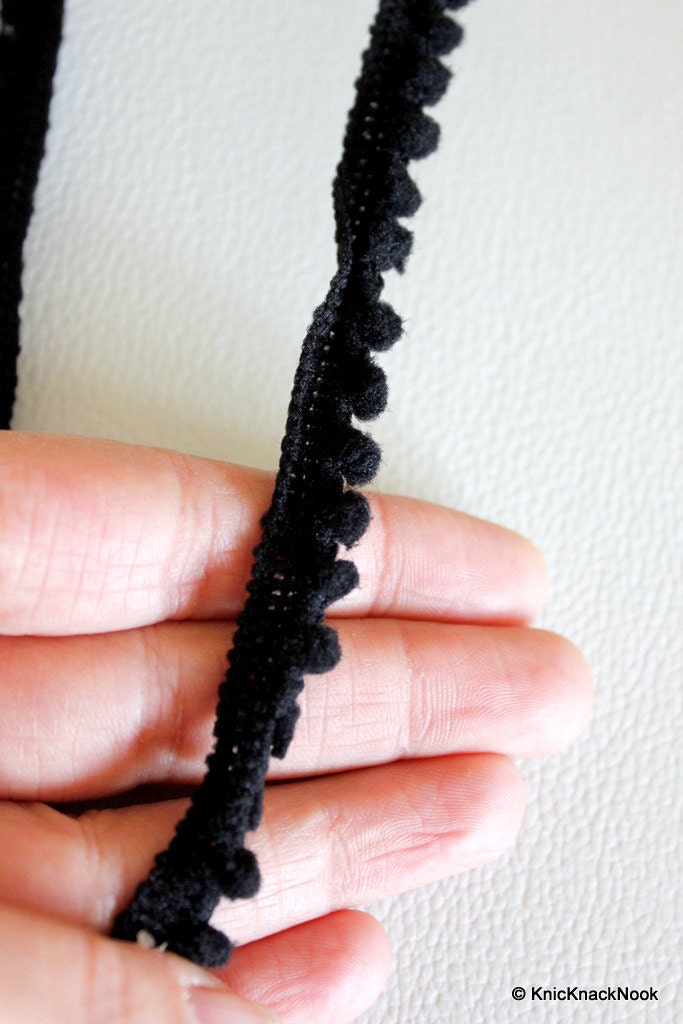 Black Embroidery Wool One Yard Lace Trims 10mm Wide
