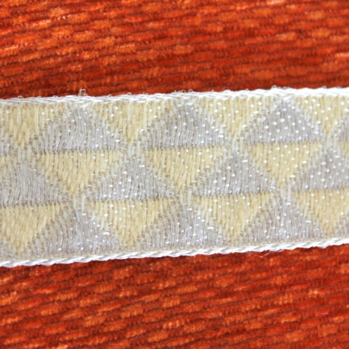Wholesale Silver And Beige Woven Jacquard Trim, Approx. 32 mm Trim By 9 Yards Costume Trim Sari Border, Indian Craft Ribbon