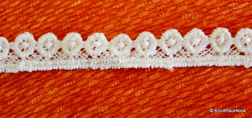 White Embroidery Crochet (Cotton) Wheel Pattern Lace Trims 16mm Wide