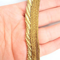 Thumbnail for Antique Bronze Woven Trim With Gold Thread And Pearls, Approx. 20mm