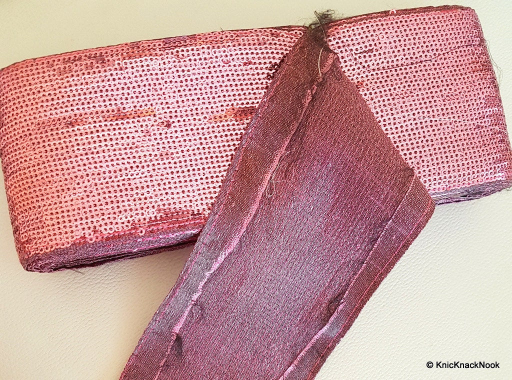 Pink Sequins Trim, Approx. 77mm wide