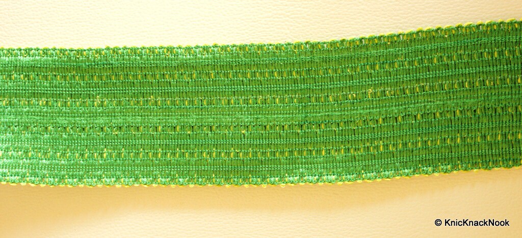 Green Thread Lace Trim, Approx. 65mm wide