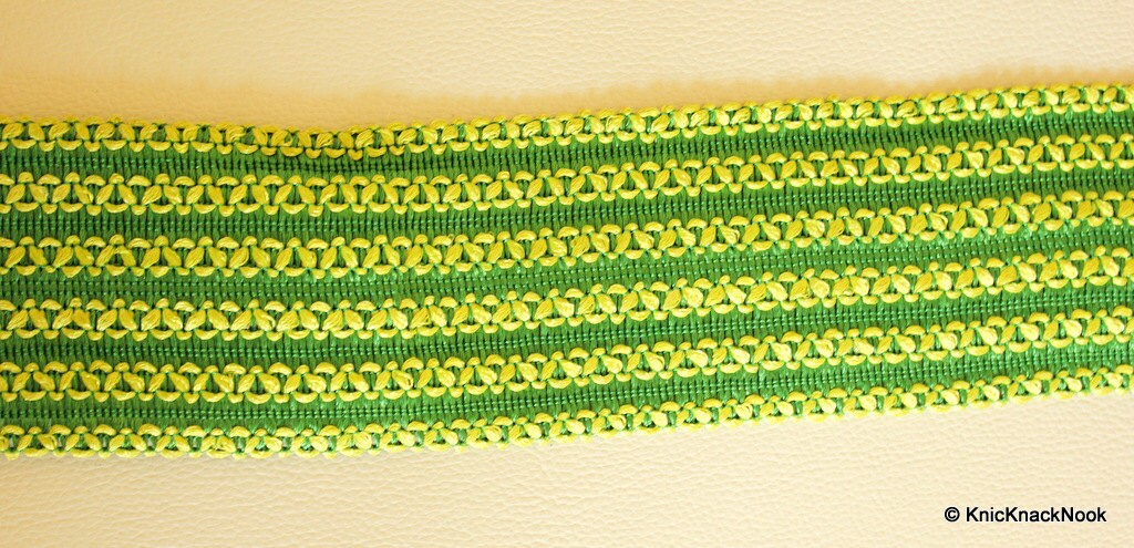 Green Thread Lace Trim, Approx. 65mm wide