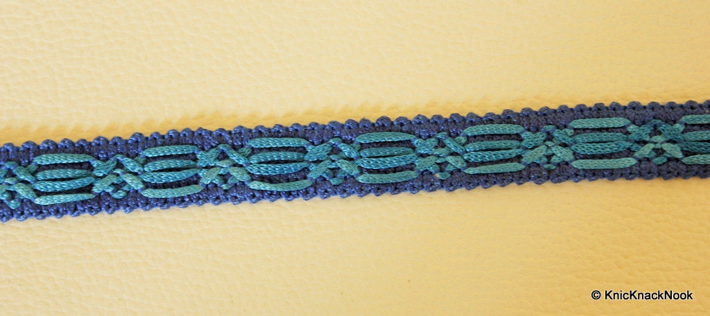 Blue Thread Lace Trim, Approx. 14mm wide