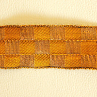 Thumbnail for Yellow And Bronze Embroidered Chequered Trim, Approx. 35mm Wide