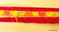 Thumbnail for Wholesale Fuchsia Pink Fabric Trim With Pink, Yellow, Orange And Green Embroidery