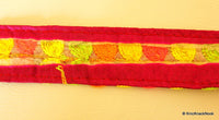 Thumbnail for Fuchsia Pink Fabric Trim With Pink, Yellow, Orange And Green Embroidery