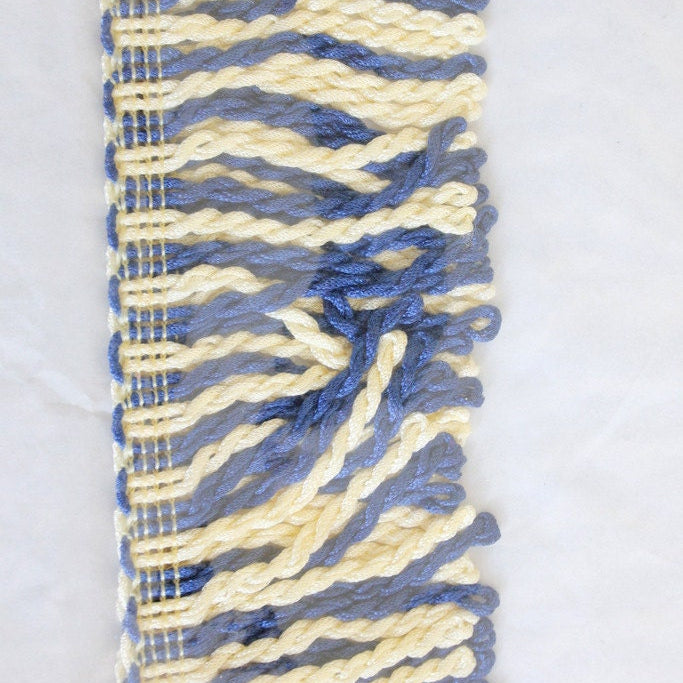 Blue And Beige Thread Tassels One Yard Trim, Approx. 60mm Wide, Fringe Trim Tassels Fringing Ribbon Decorative Trim By Yard Craft Trim