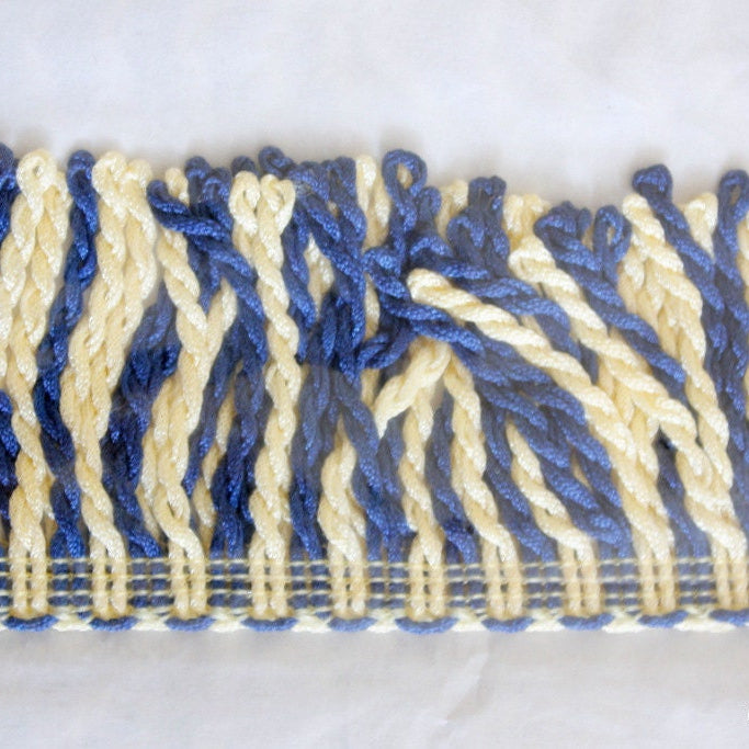 Blue And Beige Thread Tassels One Yard Trim, Approx. 60mm Wide, Fringe Trim Tassels Fringing Ribbon Decorative Trim By Yard Craft Trim