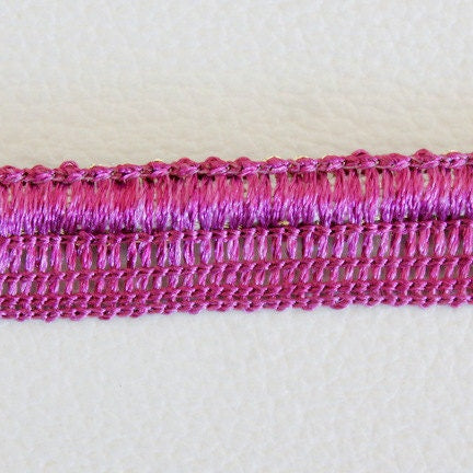 Mauve And Silver Thread Lace Trim, 13mm wide, Piping Cord Insertion Piping