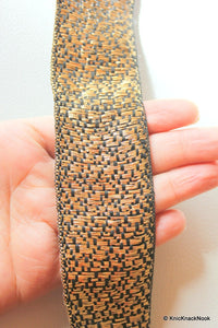 Thumbnail for Black And Gold Shimmer Lace Trim, Approx. 43mm wide