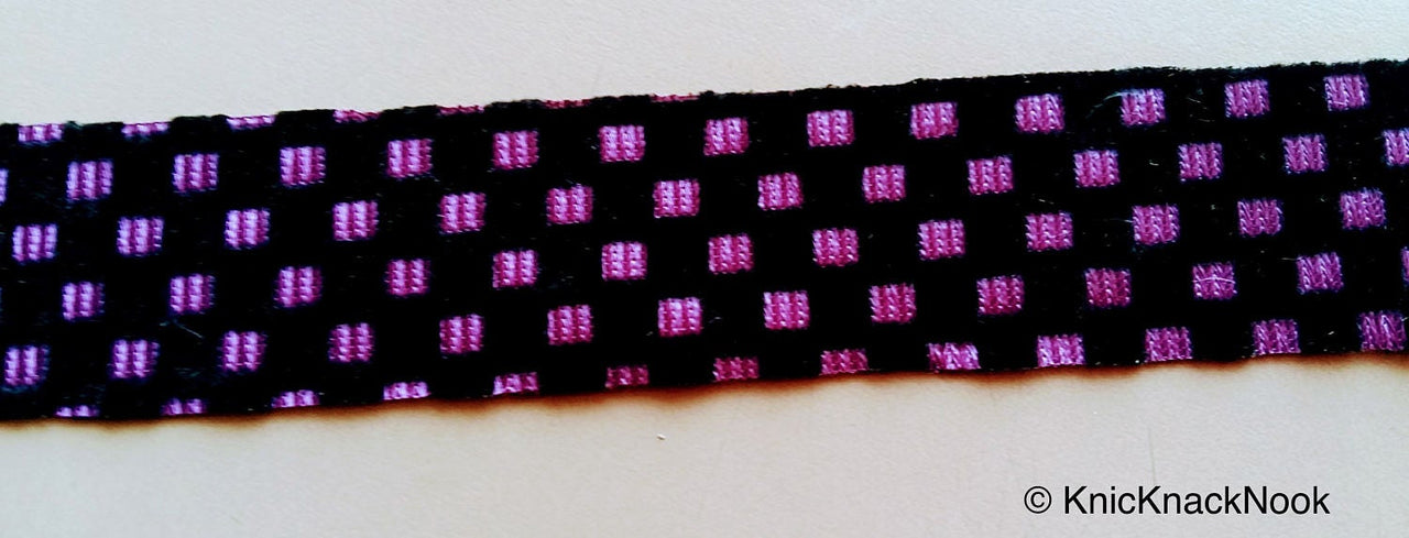 Purple And Black Chequered Trim, Approx. 27mm Wide - 200317L161