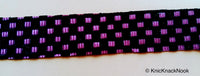 Thumbnail for Purple And Black Chequered Trim, Approx. 27mm Wide - 200317L161
