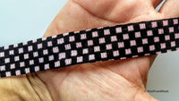 Thumbnail for Pink And Black Chequered Trim, Approx. 27mm Wide - 200317L162