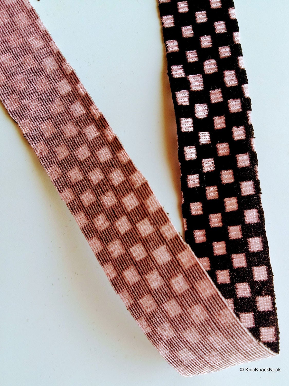 Pink And Black Chequered Trim, Approx. 27mm Wide - 200317L162