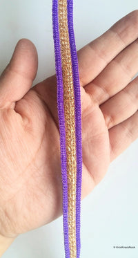 Thumbnail for Purple And Gold Thread Lace Trim, Approx. 14mm wide - 200317L224