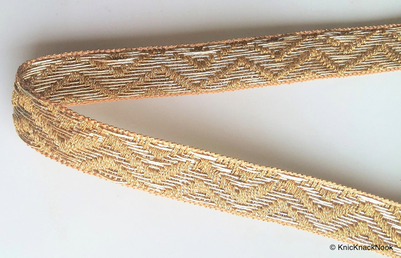 Rose Gold Ribbon Lace Trim, Approx. 20mm wide - 200317L223