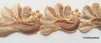 Thumbnail for Gold Shimmer Peacock Pattern Trim, 55mm wide - 200317L214