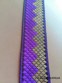 Thumbnail for Purple And Gold Embroidered Thread Trim, Approx. 35mm wide