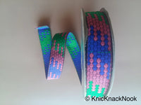 Thumbnail for Pink, Blue And Green Trim, Jacquard Weave Trim