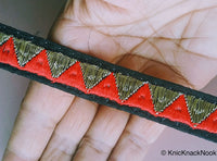 Thumbnail for Red, Black And Bronze Thread Triangle Embroidery Trim