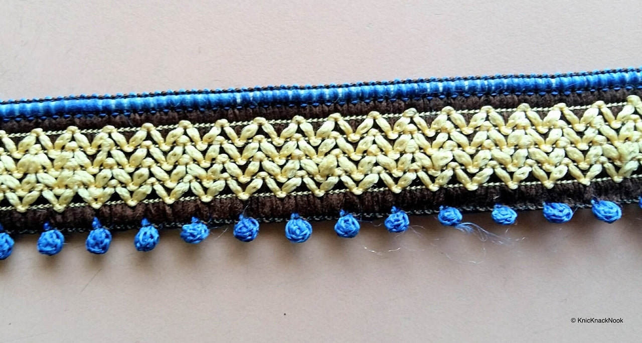 Beige And Black Embroidery One Yard Lace Trim 22mm Wide