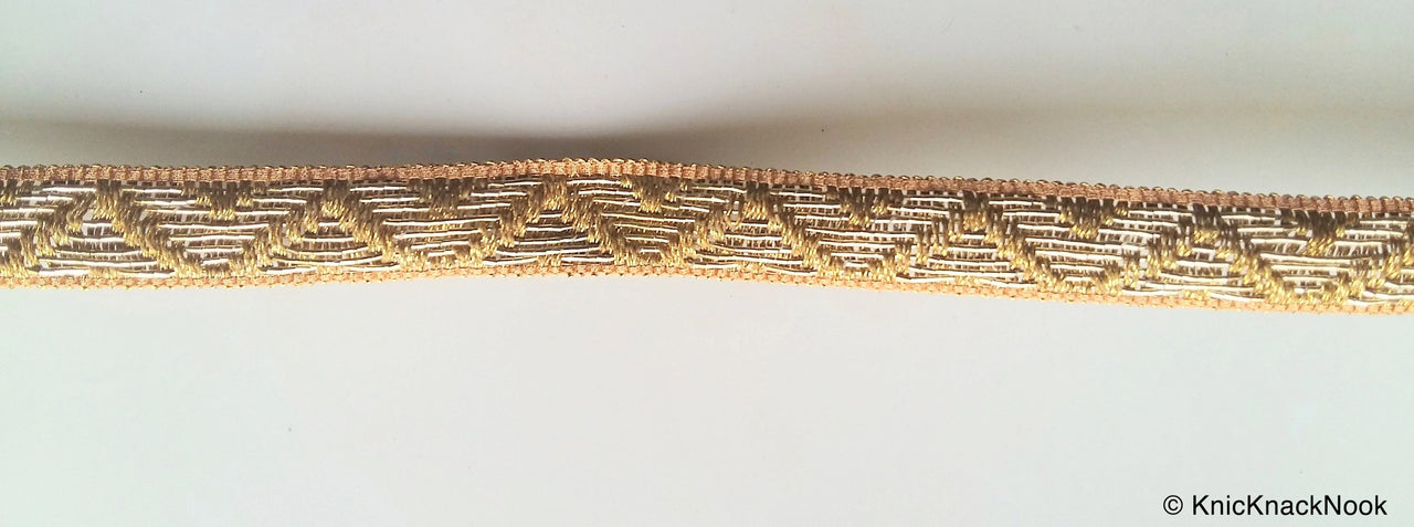 Gold/ Rose Gold Ribbon Lace Trim, Approx. 15mm wide - 200317L221/22