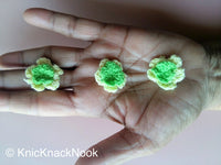 Thumbnail for Green Crochet Flower Appliqué x 3 - 200317A115G
