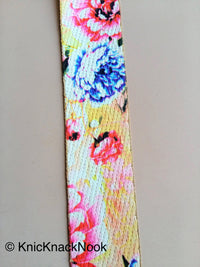 Thumbnail for Beige, Pink, Blue and Brown Print Floral Fabric Trim