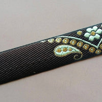 Thumbnail for Brown, Beige And Gold Embroidered Trim, Paisley And Floral Embroidery